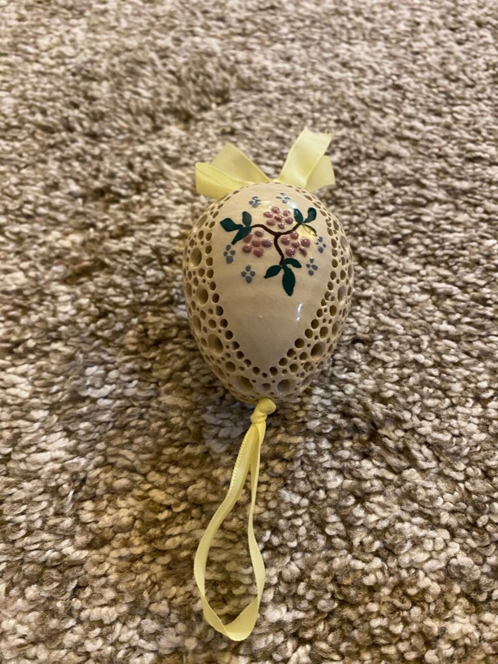 Carved Ceramic Easter Egg Colorful Flower Gift Decoration 3'' - Picture 5 of 5